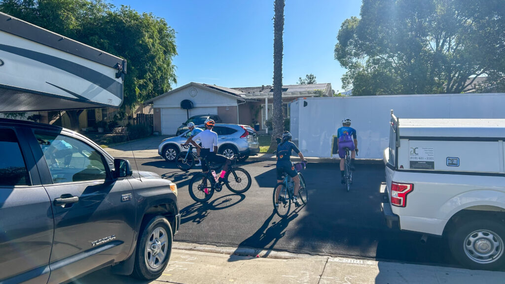 Group of cyclists during a race-effort session